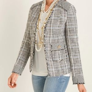 Fringe-Trim Tweed Blazer